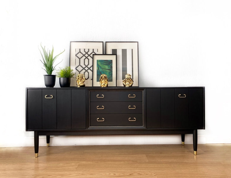 Mid century modern large teak g plan sideboard painted in black – A rare vintage treasure