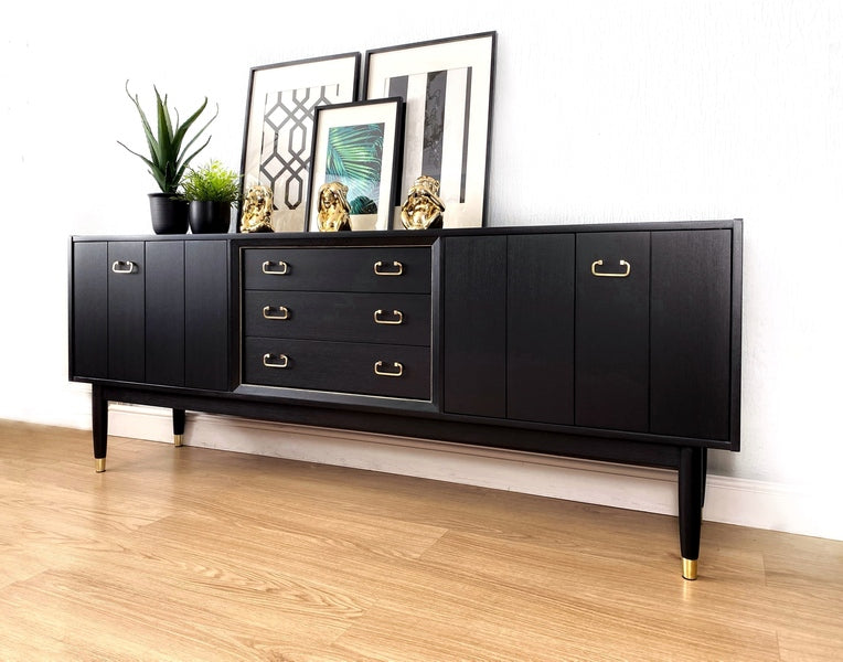 Mid century modern large teak g plan sideboard painted in black – A rare vintage treasure