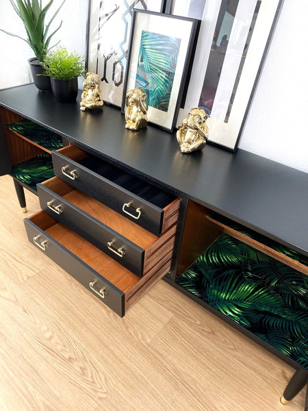 Mid century modern large teak g plan sideboard painted in black – A rare vintage treasure