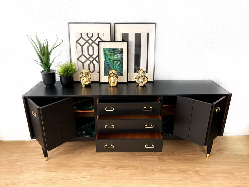Mid century modern large teak g plan sideboard painted in black – A rare vintage treasure