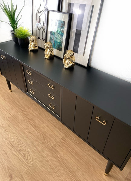 Mid century modern large teak g plan sideboard painted in black – A rare vintage treasure