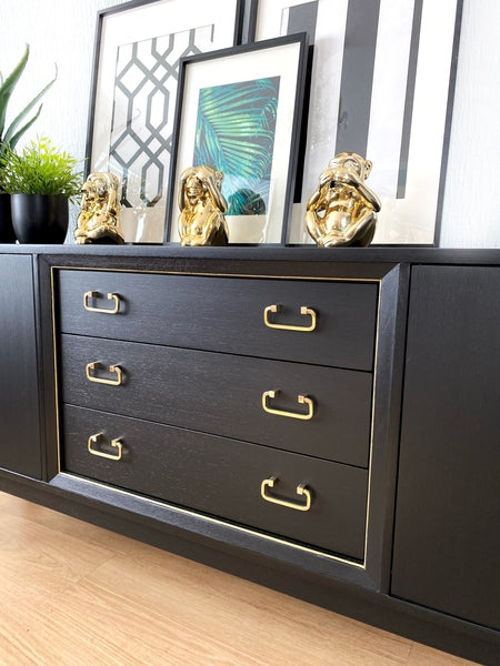 Mid century modern large teak g plan sideboard painted in black – A rare vintage treasure