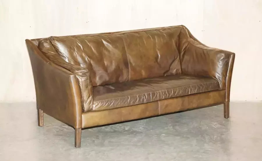 Lovely vintage halo reggio timothy oulton brown leather sofa – A rare vintage treasure