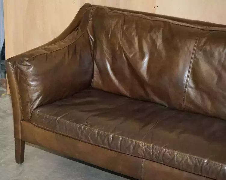 Lovely vintage halo reggio timothy oulton brown leather sofa – A rare vintage treasure