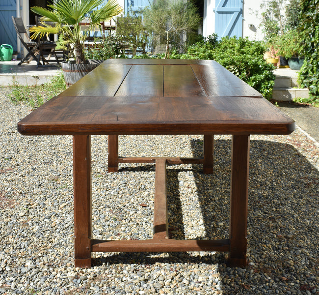 French antique oak extending farmhouse table – A rare vintage treasure