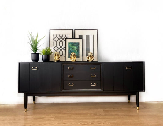 Mid century modern large teak g plan sideboard painted in black – A rare vintage treasure