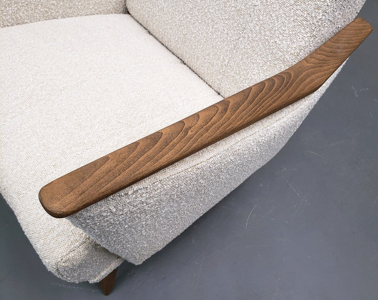 Mid century danish armchair in premium ivory boucle – A rare vintage treasure