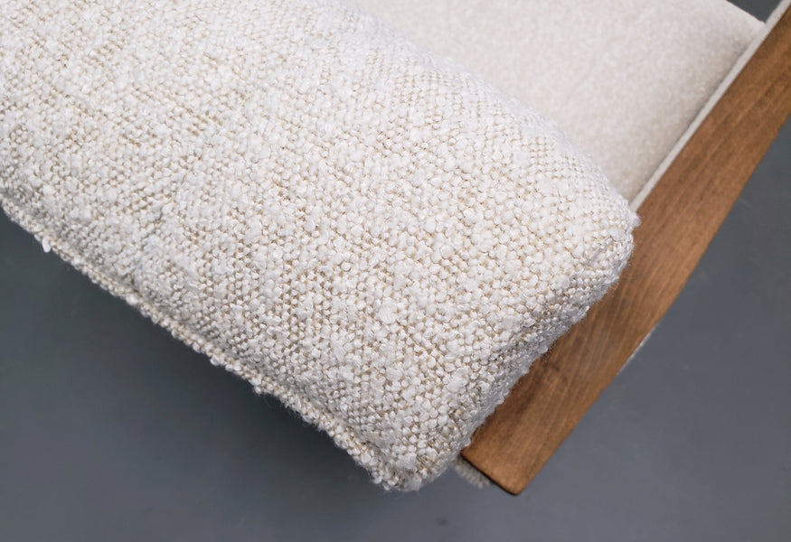 Mid century danish armchair in premium ivory boucle – A rare vintage treasure
