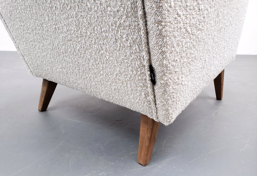 Mid century danish armchair in premium ivory boucle – A rare vintage treasure