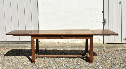 French antique oak extending farmhouse table – A rare vintage treasure