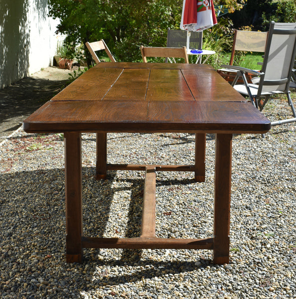 French antique oak extending farmhouse table – A rare vintage treasure
